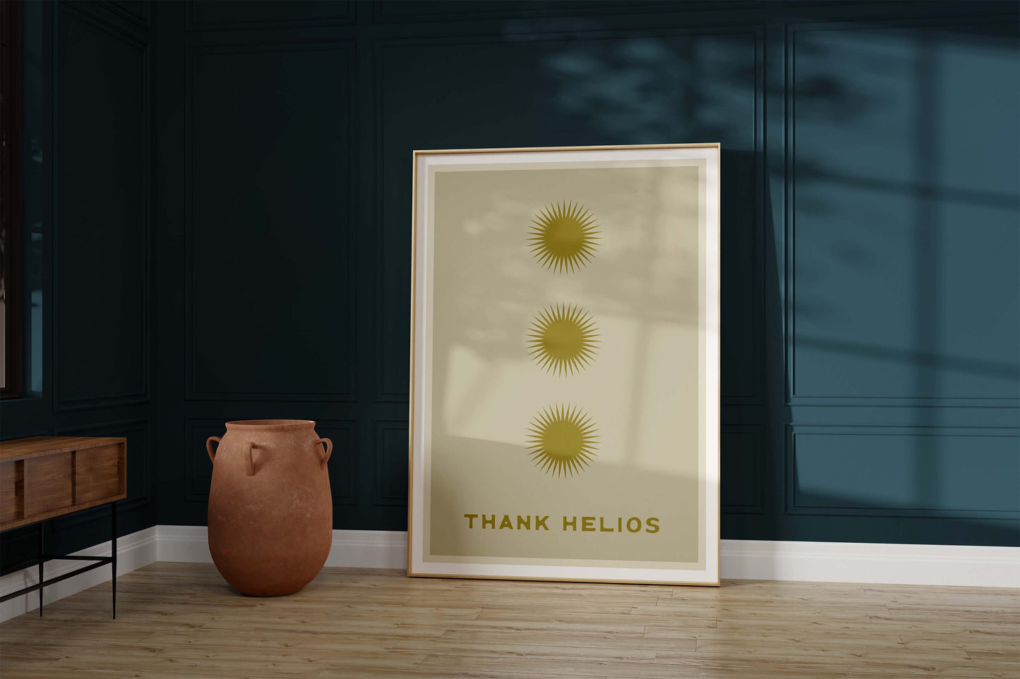 Thank Helios (Stone) | Retro Sun Print | Boho Decor | Ancient Greek Sun God Art Poster