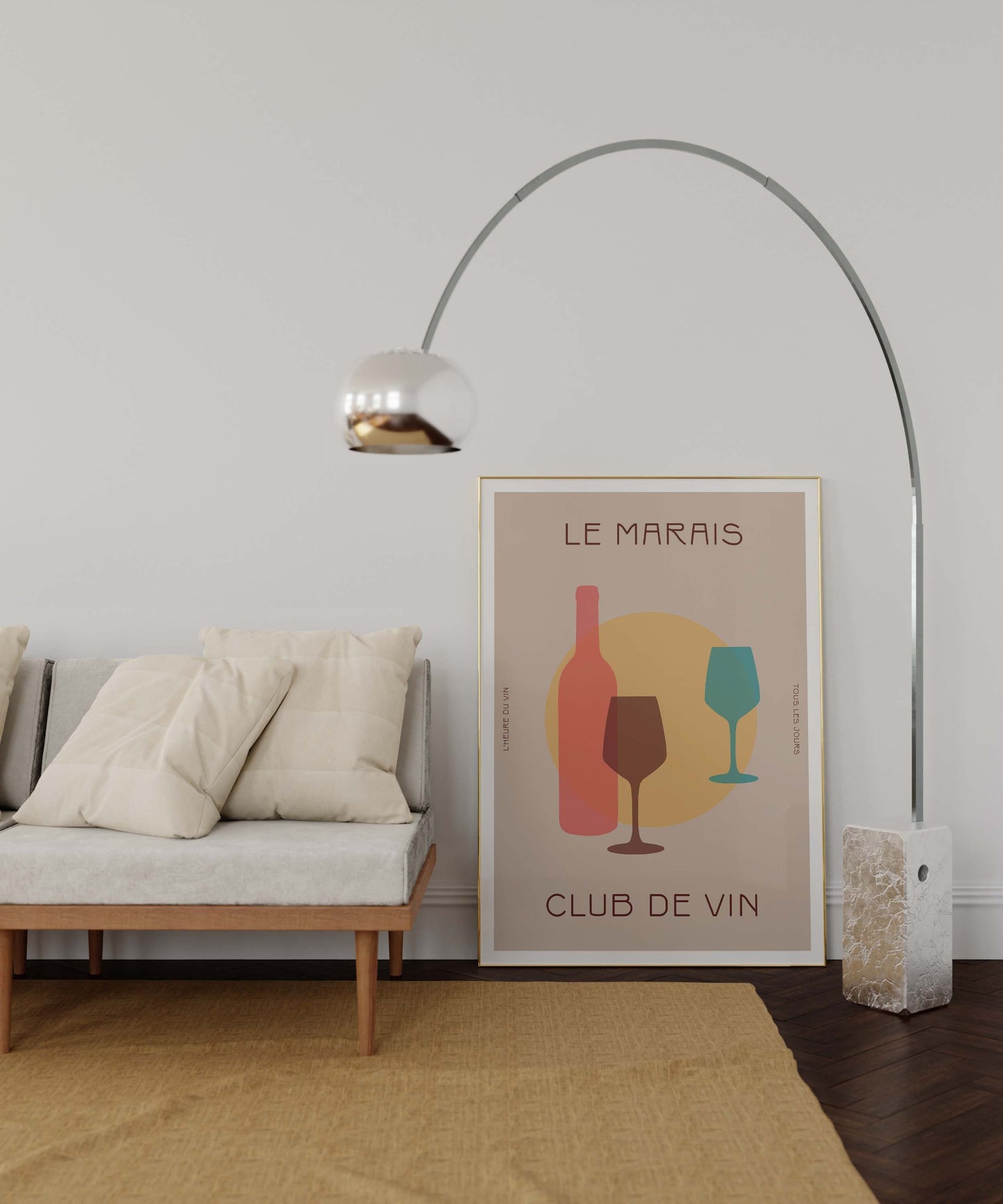 Club de Vin (Sand) Wine Print | Art Poster | Kitchen Wall Art | Gallery Wall | Retro Wine Poster