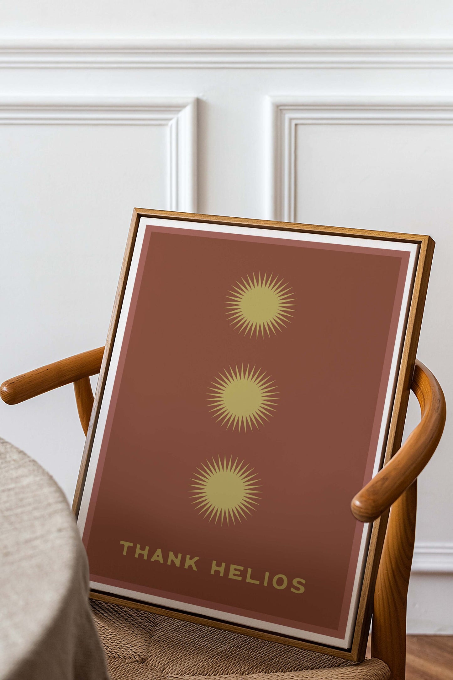 Thank Helios (Dusty Red) | Retro Sun Print | Boho Decor | Ancient Greek Sun God Art Poster