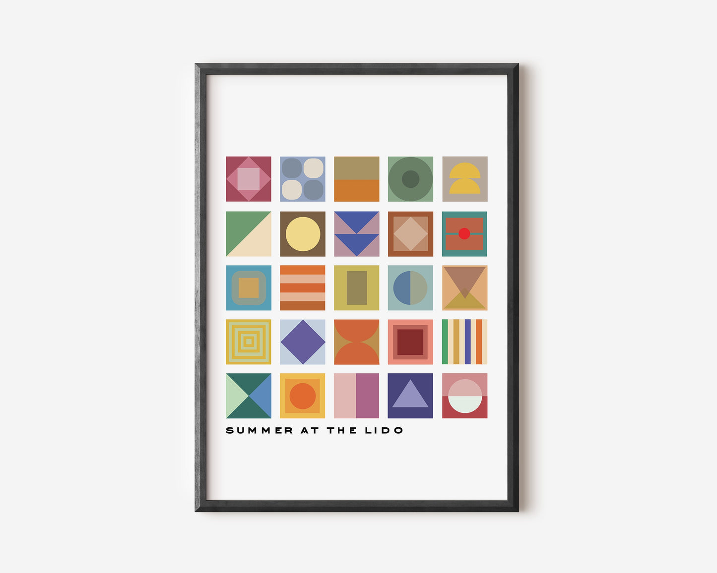 Summer at the Lido | Abstract Shapes Art | Retro Poster |  Line Print | Gallery Wall Set | Kitchen