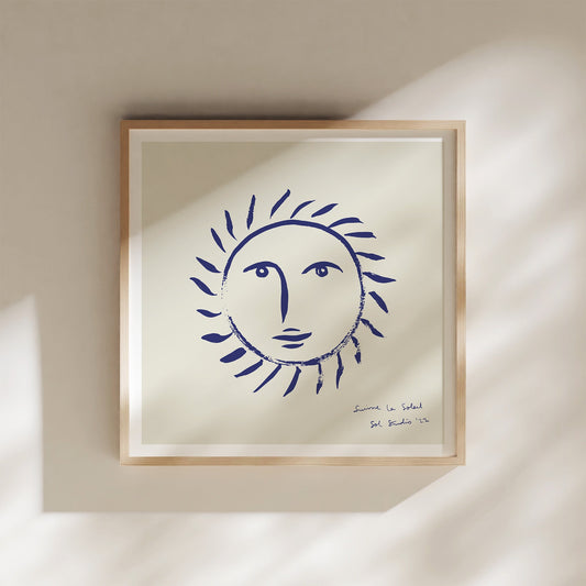 Suivre Le Soleil | Retro Wall Art | Hand Drawn | Fine Art Print | French Poster | Giclée Art Print | Sun Illustration