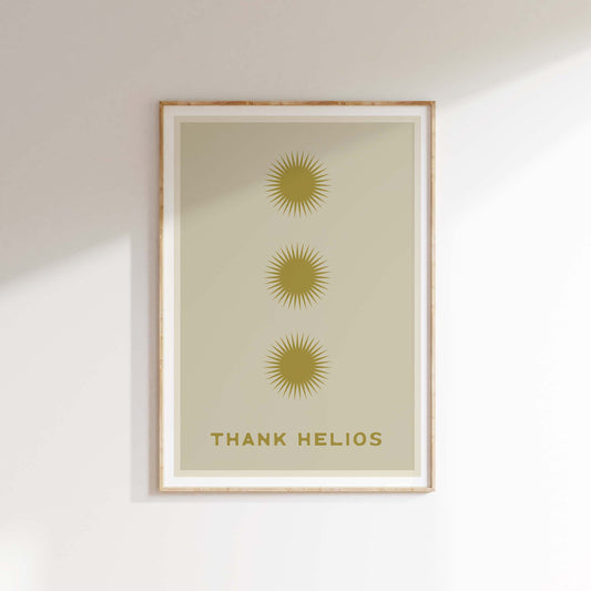 Thank Helios (Stone) | Retro Sun Print | Boho Decor | Ancient Greek Sun God Art Poster