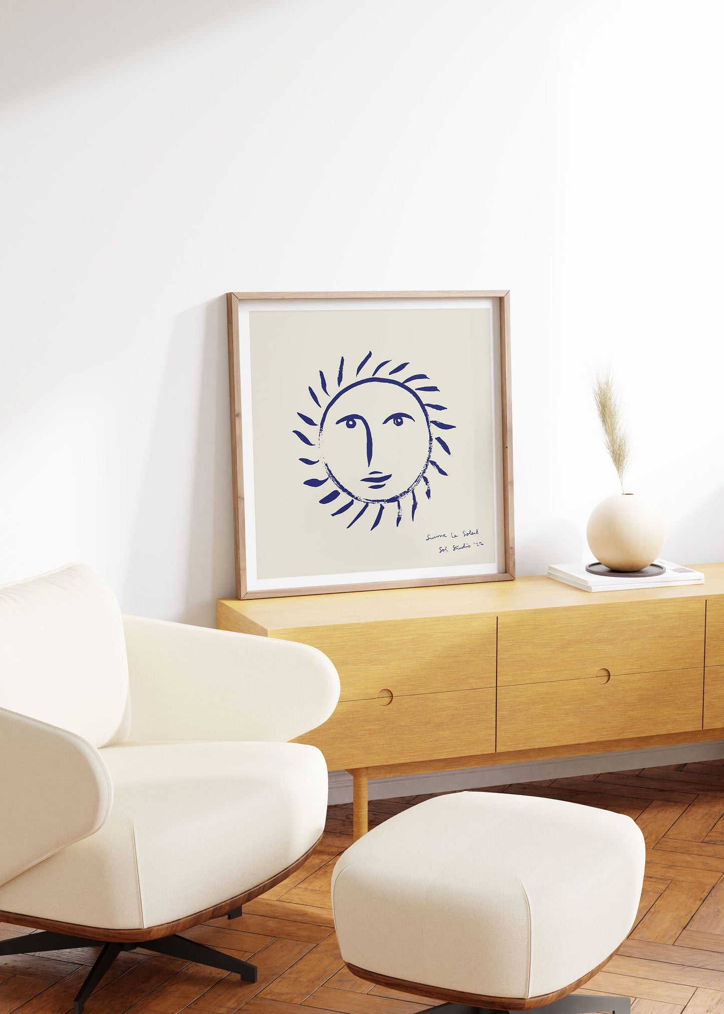 Suivre Le Soleil | Retro Wall Art | Hand Drawn | Fine Art Print | French Poster | Giclée Art Print | Sun Illustration