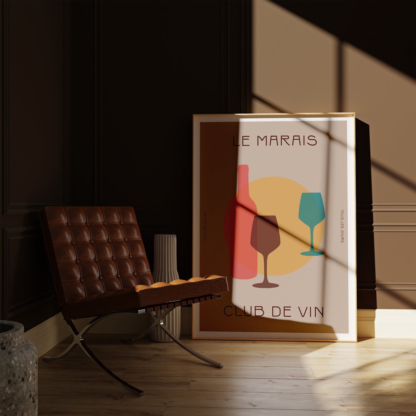 Club de Vin (Sand) Wine Print | Art Poster | Kitchen Wall Art | Gallery Wall | Retro Wine Poster