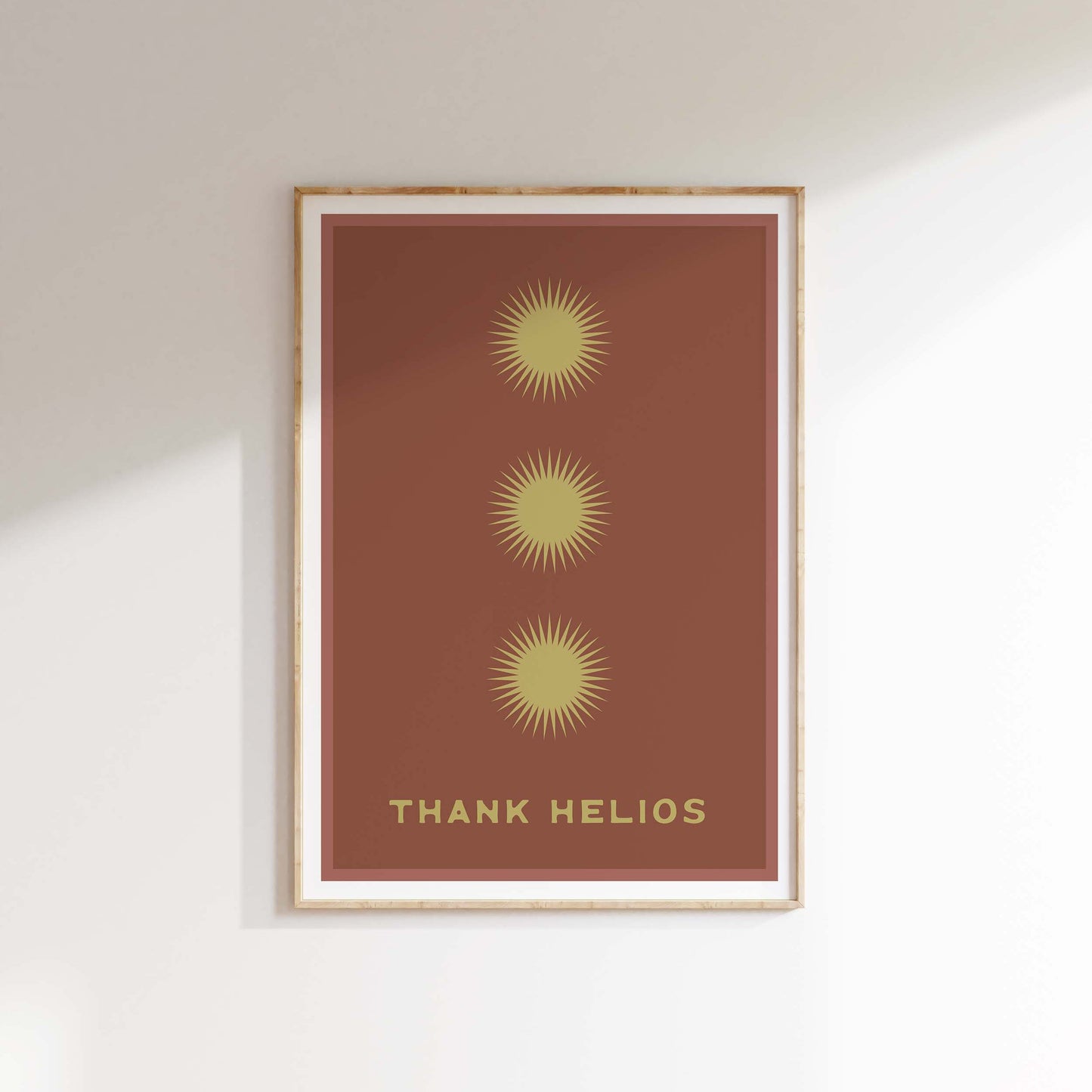 Thank Helios (Dusty Red) | Retro Sun Print | Boho Decor | Ancient Greek Sun God Art Poster