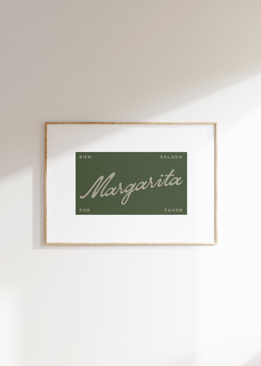 Margarita Poster (Green) | Cocktail Print | Home Bar Wall Art | Retro Alcohol Gift | Cocktail Art Poster