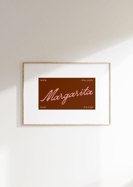 Margarita Poster (Red) | Cocktail Print | Home Bar Wall Art | Retro Alcohol Gift | Cocktail Art Poster