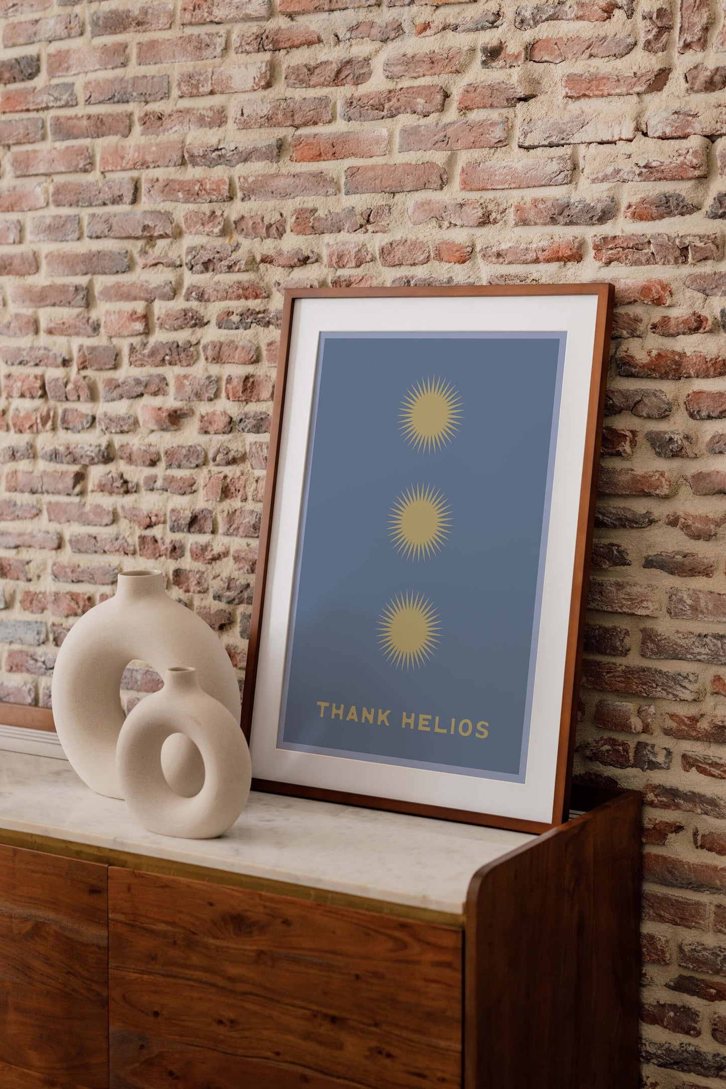 Thank Helios (Sky Blue) | Retro Sun Print | Boho Decor | Ancient Greek Sun God Art Poster