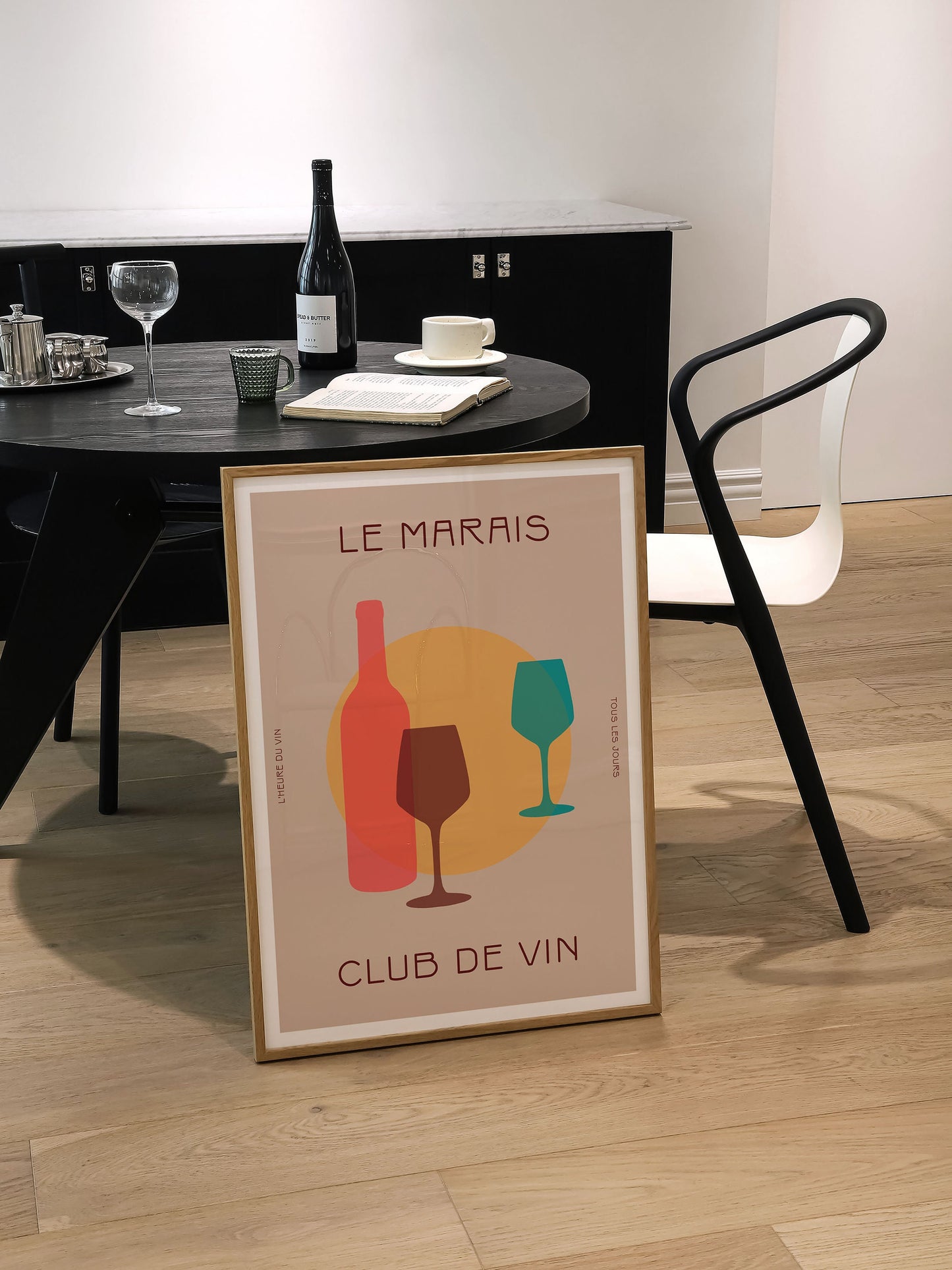 Club de Vin (Sand) Wine Print | Art Poster | Kitchen Wall Art | Gallery Wall | Retro Wine Poster