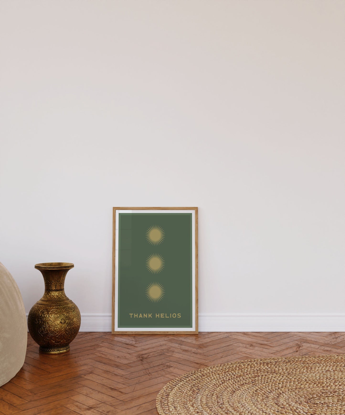 Thank Helios (Olive) | Retro Sun Print | Boho Decor | Ancient Greek Sun God Art Poster