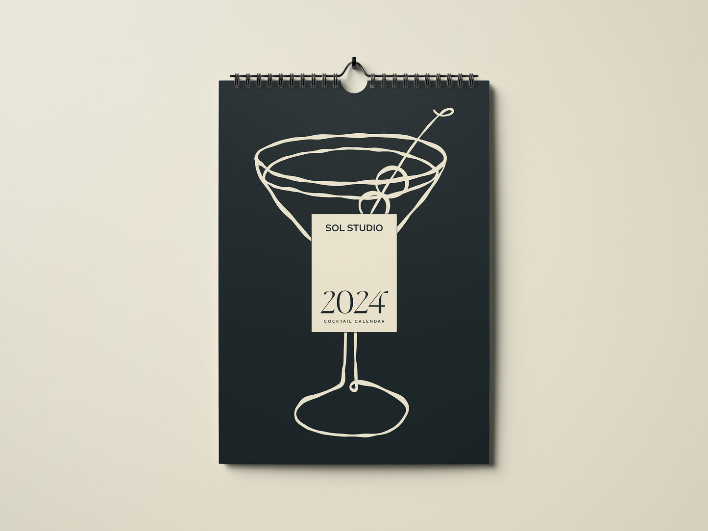 Cocktail Calendar 2024 A3 | Illustrated 12 Month Calendar | Wall Art | Wall Decor | Wall Calendar | Diary